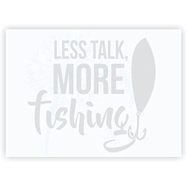 Vinyl Letters Wall Decals Less Talk More Fishing Boys Wall Decor Stickers 23x21-Inch Light Gray