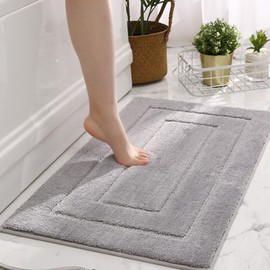 GRANNY SAYS Gray Bathroom Rugs, Bath Mats for Bathroom Non-Slip, Super Soft and Water Absorbent, Microfiber Bath Rugs, Machine Wash Dry, Bathroom Rugs for Bathroom Floor, Tub and Shower, 32" x 20"