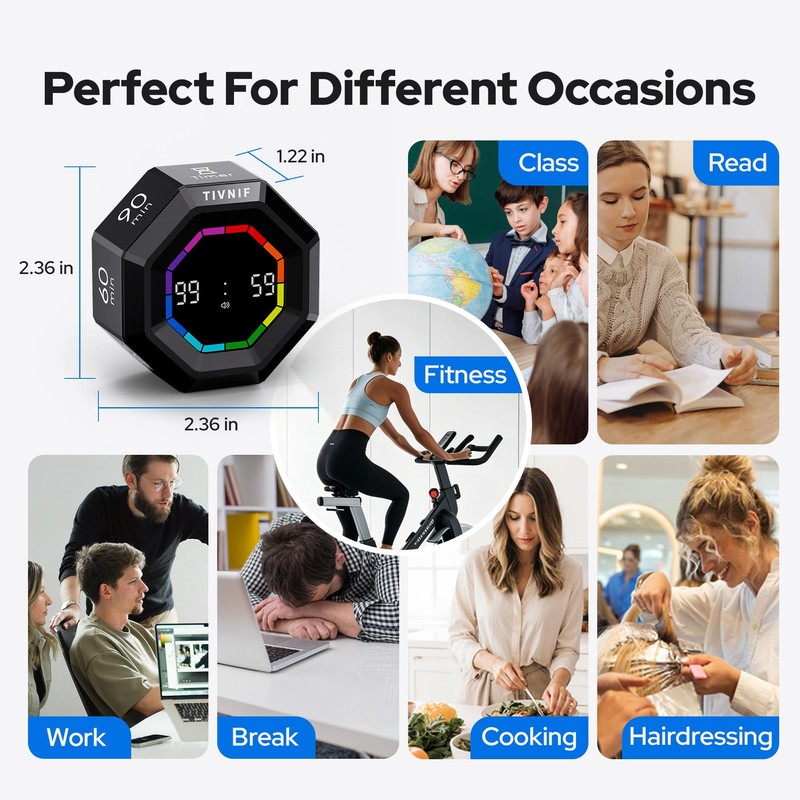 Visual Timer for Kids Kitchen Timer Pomodoro Magnetic Visual Countdown