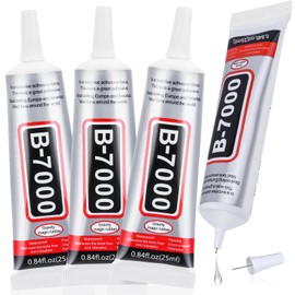 Jollidecor B-7000 Jewelry Glue Clear, 4 PCS 25ML Rhinestone Adhesive B7000 Glue Crafting Clear Glue with Precision Tip for Paper Crafts Card Making Jewelry Stone Metal Nail Art All Purpose