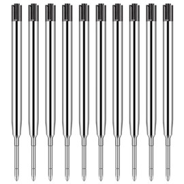 RUNFENG 10er-Set Großraumminen für Kugelschreiberminen Großraumminen Metall Ersatzminen für das G2-Format,Kompatible Minen 1,0mm Strichstärke M,Ersatzminen - Kugelschreiber Minen Schreibfarbe Schwarz