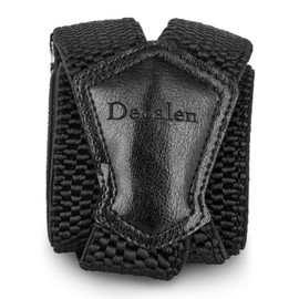 Decalen, unisex braces, 4 cm wide, with 4 very strong metal clips, long, one size, adjustable and elastic cross-style - black