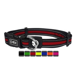DDOXX Reflective Airmesh Dog Collar - Sturdy and Adjustable Puppy Collar for All Sizes - M (Red)