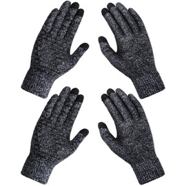 Winter Gloves for Men Women 2 Pairs Upgraded Touch Screen Cold Weather Thermal Warm Knit Glove for Running Driving