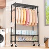 M MZG Heavy Duty Rolling Garment Rack 3 Tiers Adjustable