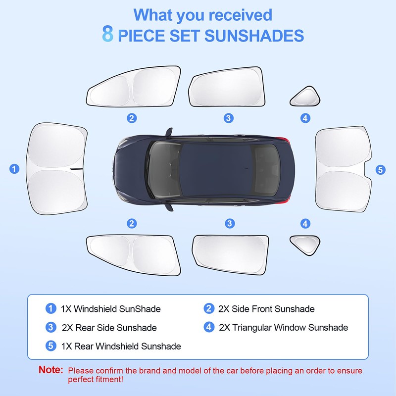 SHINELINERS 8pcs Car Window Shades for Nissan Sentra 2014-2019 Accessories,Windshield
