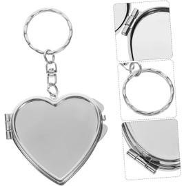 Metal Heart Shaped Compact Mirror - Portable Folding Pocket Mirror with Key Ring, Mini Travel Makeup Mirror Keychain, Handheld Cosmetic Mirror for Women, Heart Shape Design