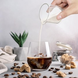 Ciieeo 2pcs Small Glass Milk Jugs Transparent Handleless Coffee Cups 120ml Milk Glass Containers for Cream Sugar Vinegar Sauce Home Use