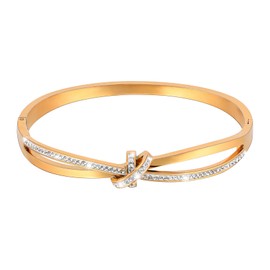 Eigso Stainless Steel Bracelet for Men Women Gold Silver Rhinestone Bracelet Bangle for Men Women, Stainless Steel, No gemstone