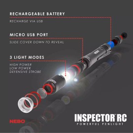 NEBO Inspector RC Penlight • Rechargeable & Waterproof Flashlight