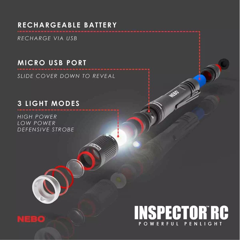 NEBO Inspector RC Penlight • Rechargeable & Waterproof Flashlight