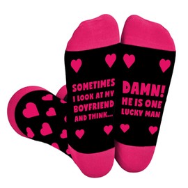 Arsemica Valentines Day Gifts for Women, Funny Valentine Socks for Her, Novelty Anniversary Birthday Gift for Girlfriend Wife Friends, Lucky, One Size