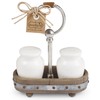 Mud Pie Ceramic Salt and Pepper Set in Wood Caddy,