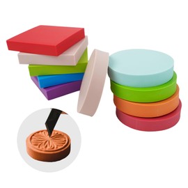 Pack of 10 Stamp Rubber, 5 x 5 x 1 cm DIY Lino Printing Set, Multicoloured Square and Round Linoleum Plates, Linocut Plates, Round Stamp for Stamp Making Yourself
