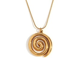 Dtexhif Gold Charm Necklace for Women Boho Beach Spiral Swirl Conch Pendant Necklace Chunky Statement Choker Necklaces Trendy Summer Waterproof Jewelry Gift (Gold)