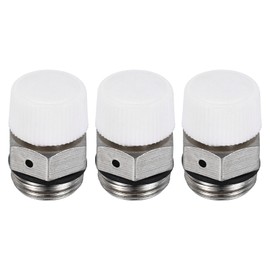 PATIKIL 3/8" BSP Male Thread Manual Radiator Air Vent Valves, 3 Pack Nickel Plated Brass Plug Valve No Need Key for Radiator Heater, Silver White