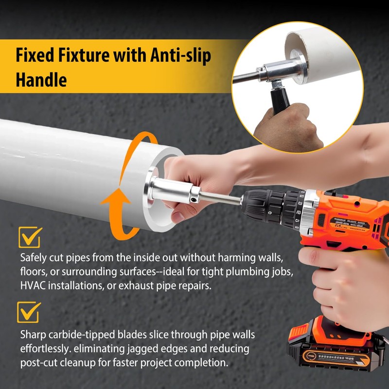 Inside Pipe Cutter for PVC Pipe Tool with Handle, Internal