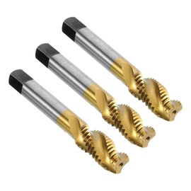 sourcing map 3pcs Spiral Flute Thread Taps, 5/8-11 UNC H2 Screw Threading Tap, Titanium Coated 6542 High Speed Steel Machine Tapping Tools for Machinist Repair