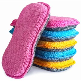 UPSTAR Dish Sponges Kitchen, Microfiber Cleaning Scrubber for Dishwashing, Sink, Basin and Multi-Pupose, Non-Scratch Pack of 6