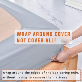 Twin Six Premium Bed Box Spring Cover, Update Bed Skirt, Mattress Protector Encasement,Queen/Split Queen, Light Grey