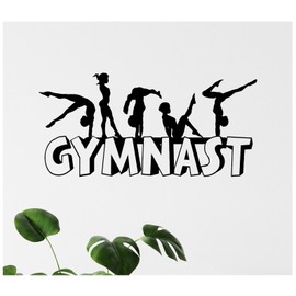 Gymnast Wall Decal for Girls – 21" x 10" Matte Black Gymnastics Sticker, Cute Athlete Decor for Kids Room, Girls Bedroom, Gymnastics Studio Wall Art