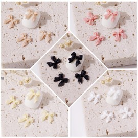 SILPECWEE 200pcs Butterfly Bow Nail Charms 3D Nail Art Charms Resin Bowknot Studs Nail Jewelry for Acrylic Nails DIY Manicure Tips Decoration