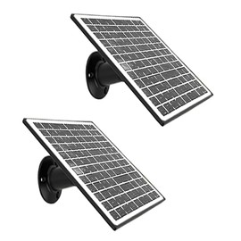 NEWCONNY Solar Panels for Security Cameras Outdoor IP65 Waterproof 6W Solar Panel Compatible with Recharged Battery Cameras Type-C DC & Micro USB Port 360° Adjustable (Black-2 Pack)