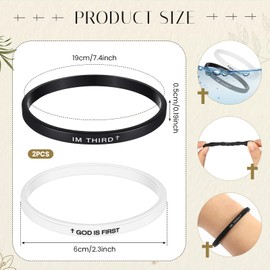 Landical 2 Pcs Rubber Christian Bracelets Silicone God Is First Bracelet Inspirational Bible Verses Silicone Wristbands for Women Men Faith Gifts Religious Gifts(Im Third)