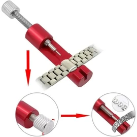 Watch strap removal tool, Strap Adjustment & Link Removal Tool with 3 Extra Pins,Pin Removal & Spring Bars, Watch Sizing Kit Watch Strap Link Pin Remover Adjust Tool for Strap Resizing (Red)