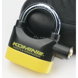Komine Security Lock Alarm Pad Lock Black / Yellow Free (W3.7 inches (93 mm) × H 3.9 inches (98 mm) × D 1.3 inches (32 mm)) 09 - 120 LK - 120
