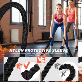 Battle Ropes for Home Gym 1 Inch Diameter 30FT Length Workout Rope Exercise Rope Training Ropes with Protective Sleeve for Kids Men Women Exercise Fitness & Strength Training