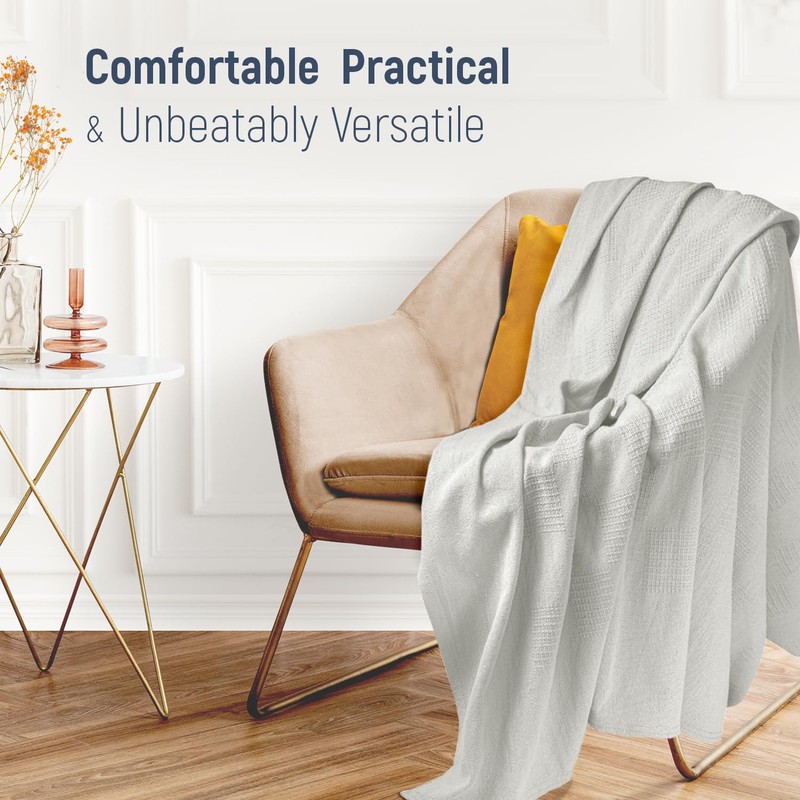 JMR 100% Cotton Blanket - Lightweight Summer Blanket Queen Size