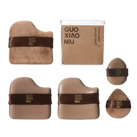 1 Box of 6 PCs Guoxiaoniu Chocolate Color Quick Makeup Foundation Puff Set, Foundation Sponge Puff Cushion Puff Mini Powder Puff Collection