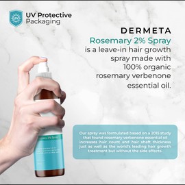 Dermeta Organic Rosemary Spray for Hair Growth & Scalp Health | Made in USA | Contains Maximum Recommended Concentration of Rosemary EO | Naturally Treats Thinning Hair, 8 Fl Oz (Pack of 1)