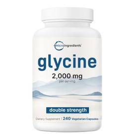Micro Ingredients Glycine 2,000mg Per Serving, 240 Veggie Capsules | Free Form | Double Strength Amino Acids | Restful Sleep and Neurotransmitter Support Supplements | Non-GMO, Gluten Free