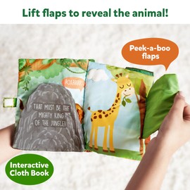Skillmatics Peek-A-Boo Jungle Book - Soft Cloth Book for Baby, Infant & Toddler Toys, Crinkle Pages for Sensory Play, Gifts for Ages 6 Months and Up
