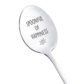 Christmas Birthday Gifts for Women Men Spoonful of Happiness Spoon for Best Friend Husband Grandma Coffee Tea Lovers Gift for Sister Dad Daughter Dessert Sugar Spoons 8 Inch