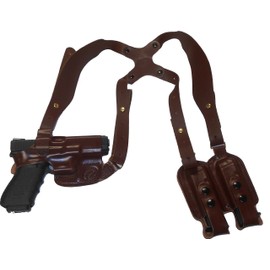 Browning 1911 380 Compact Leather Shoulder Gun Holster Horizontal RH Right Hand Brown Concealed Carry