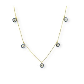 RACA 925 Sterling Silver Evil Eye Necklace for Women, Minimalist Fasion Turkish Nazar Chains, Choker Jewelry, Blue Eye Luck Amulet Chain Necklaces Pendant, Gift for Her, 18 inches, Average Women Size,