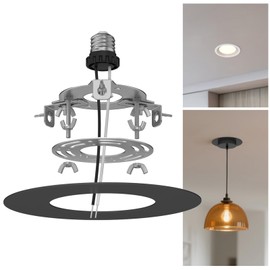 gezee R5 and 6 Recessed Can Light Conversion Kit, for Ceiling Light Fixture, Pendant Light, Hanging Light, Ceiling Fan, with 7¾ Beveled & Flat, Steel,Medallion, Black Finish