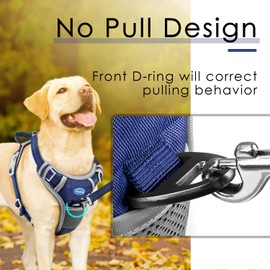 ThinkPet No Pull Harness Breathable Sport Harness with Handle-Dog Harnesses Reflective Adjustable for Medium Large Dogs,Back/Front Clip for Easy Control M Dark Blue