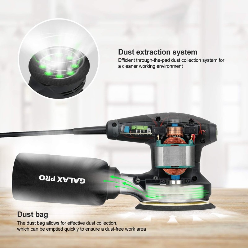 GALAX PRO 280W 13000OPM Max 6 Variable Speeds Orbital Sander