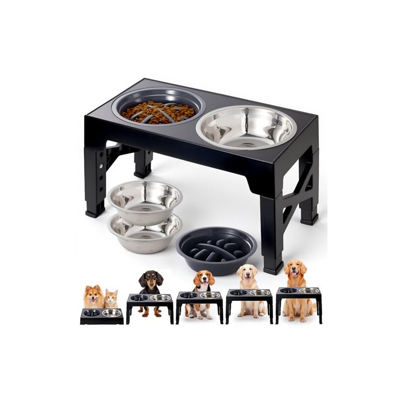 OSLIFE Plato para Perro，Comedero Elevado para Perro y Gato con