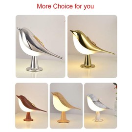 Cute Bird Lamp, Bird Light Bed Lamp Small Table Lamp with 3 Level Brightness Rechargered Gold ABS Plastic Dimmable Night Light for Kids Nursery Light Desk Lamp for Bedroom, Kitchen (Champagne Gold)