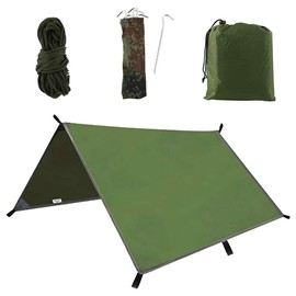 Tent Tarp 9.8FT x 9.8FT Portable Lightweight Camping Tent Mat Cover Camping Equipment Essential Survival Gear Stakes for Outdoor Travel Include Carry Bag