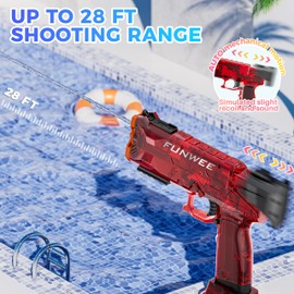 Funwee Electric Water Gun, Most Powered Full Automatic Water Squirt Pistol for Adults Kids, 28-32 FT Long Range Auto Classic Powerful Strongest Water Blaster, Outdoor Swimming Pool Gift Toy