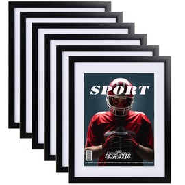 Rojohous 6 Packs Magazine Frame Sports Magazine Display Frame for Wall fits Magazine Measuring 8.5 x 11.25 Inch UV Protection Picture Frames with Deep Frame Moulding