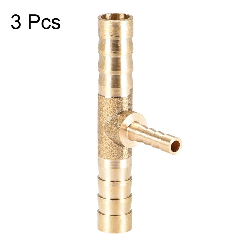 sourcing map Tee Brass Barb Fitting Reducer 3 Way, Fit