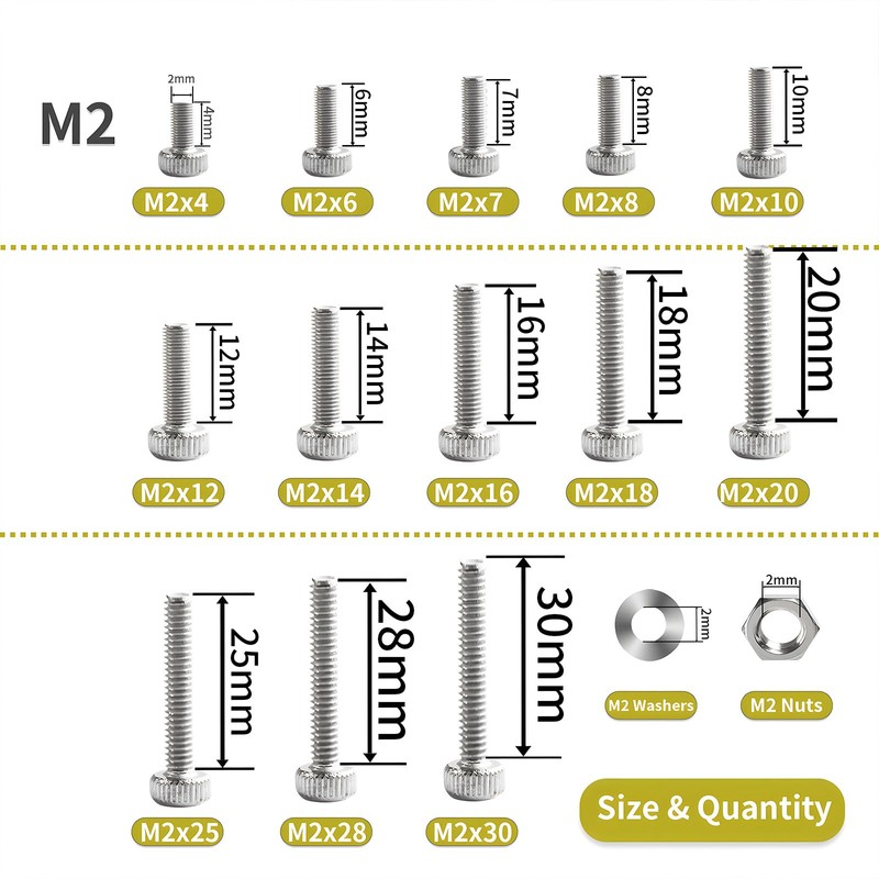 Zmbroll M2 Hex Socket Head Cap Screw 945Pcs Machine Screws