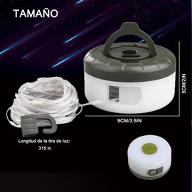 Luces de camping, luces navideñas, cadena de luces de camping (8 m) con gancho, 5 modos de luz, luz de camping portátil IPX5 impermeable, luz de tienda recargable por USB (luz cálida)